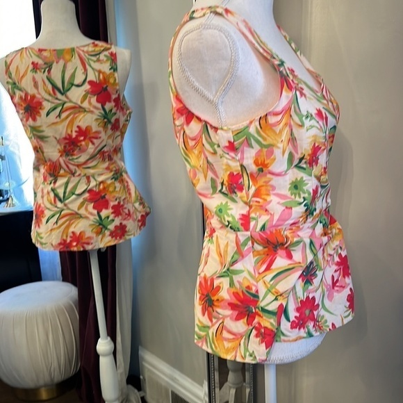 New Without Tags J.Crew Factory Hawaiian Linen Peplum Top Size 4 - Picture 9 of 12